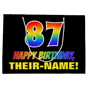 87th Birthday: Bold, Fun, Simple, Rainbow 87 Large Gift Bag