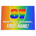[ Thumbnail: 87th Birthday: Colorful, Fun Rainbow Pattern # 87 Gift Bag ]