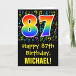 [ Thumbnail: 87th Birthday: Colorful Music Symbols + Rainbow 87 Card ]