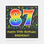 [ Thumbnail: 87th Birthday - Colorful Music Symbols, Rainbow 87 Napkins ]