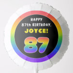 [ Thumbnail: 87th Birthday: Colorful Rainbow # 87, Custom Name Balloon ]