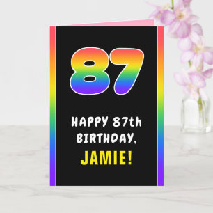 87th Birthday: Colorful Rainbow # 87, Custom Name Card