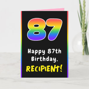 87th Birthday: Colorful Rainbow # 87, Custom Name Card