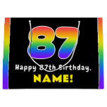 [ Thumbnail: 87th Birthday: Colorful Rainbow # 87, Custom Name Gift Bag ]