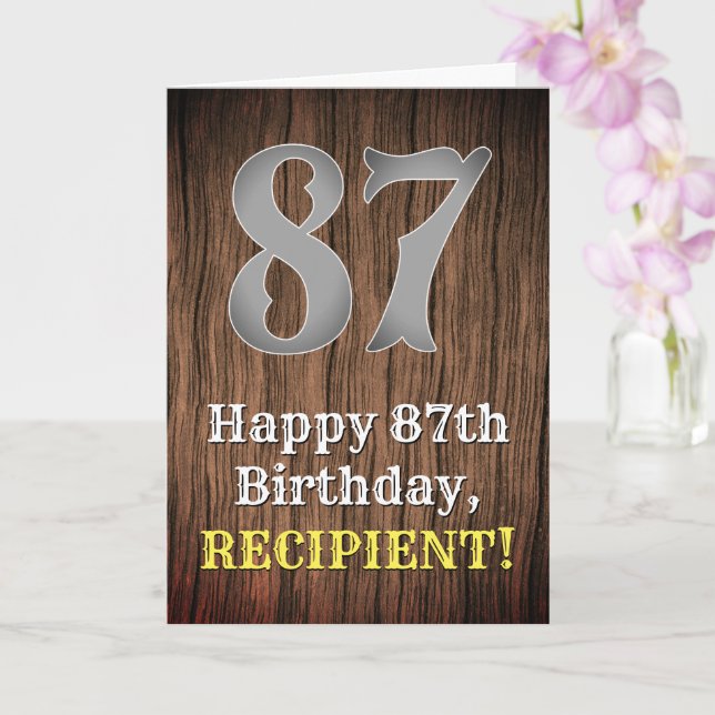 87th Birthday: Country Western Inspired Look, Name Card (Orchid)