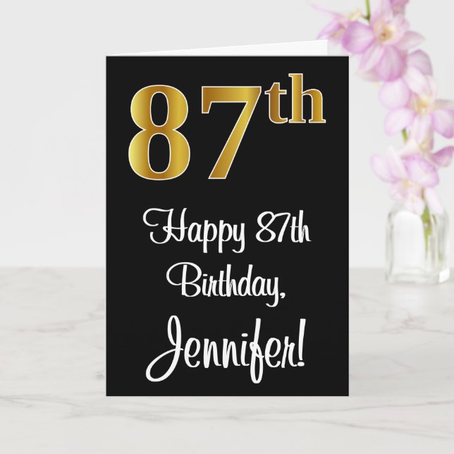 87th Birthday ~ Elegant Luxurious Faux Gold Look # Card (Orchid)