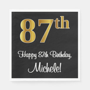 87th Birthday ~ Elegant Luxurious Faux Gold Look # Napkins