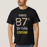 [ Thumbnail: 87th Birthday: Floral Flowers Number “87” + Name T-Shirt ]