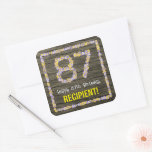[ Thumbnail: 87th Birthday: Floral Number, Faux Wood Look, Name Sticker ]