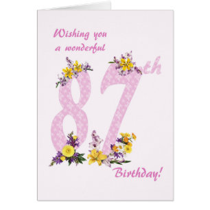 87th Birthday Flower Decorated Numbers