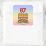 [ Thumbnail: 87th Birthday: Fun Cake and Candles + Custom Name Sticker ]