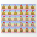 [ Thumbnail: 87th Birthday: Fun Cake and Candles + Custom Name Wrapping Paper ]