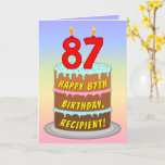 [ Thumbnail: 87th Birthday — Fun Cake & Candles, W/ Custom Name Card ]