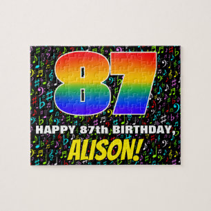 87th Birthday — Fun, Colorful Music Symbols & “87” Jigsaw Puzzle