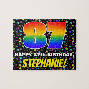 87th Birthday — Fun, Colorful Star Field Pattern Jigsaw Puzzle