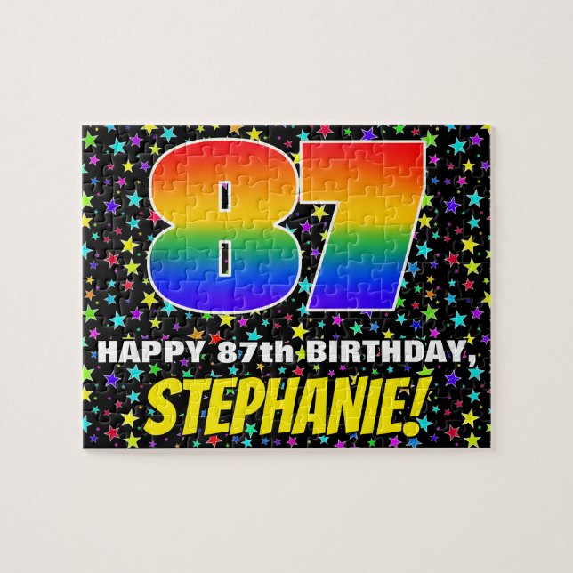 87th Birthday — Fun, Colorful Star Field Pattern Jigsaw Puzzle (Horizontal)