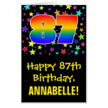 [ Thumbnail: 87th Birthday: Fun, Colorful Stars + Rainbow # 87 Card ]