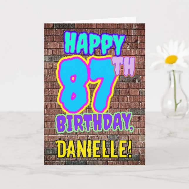87th Birthday - Fun, Urban Graffiti Inspired Look Card (Small Plant)