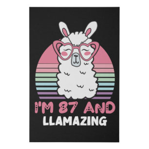 87th Birthday Llamazing Llama 87 Year Old Birthday Faux Canvas Print