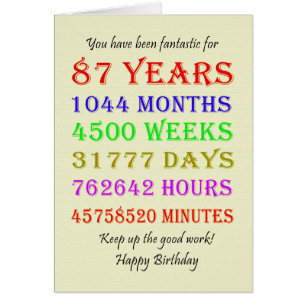 87th Birthday Milestones Cards