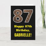 [ Thumbnail: 87th Birthday: Name, Faux Wood Grain Pattern "87" Card ]