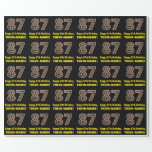 [ Thumbnail: 87th Birthday: Name & Faux Wood Grain Pattern "87" Wrapping Paper ]
