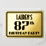 [ Thumbnail: 87th Birthday Party: Art Deco Look “87” and Name Invitation ]