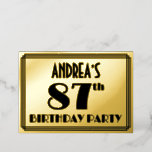 [ Thumbnail: 87th Birthday Party — Art Deco Look “87” + Name Invitation ]