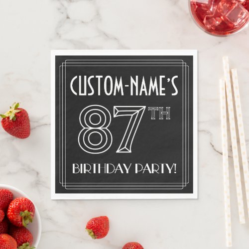 87th Birthday Party Art Deco Style  Custom Name Napkins
