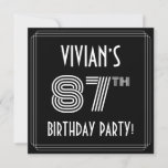 [ Thumbnail: 87th Birthday Party: Art Deco Style W/ Custom Name Invitation ]