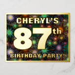 [ Thumbnail: 87th Birthday Party: Bold, Colorful Fireworks Look Postcard ]