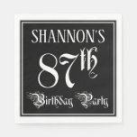 [ Thumbnail: 87th Birthday Party — Fancy Script + Custom Name Napkins ]