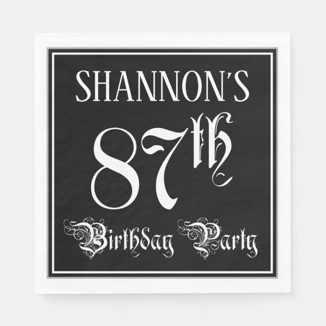 87th Birthday Party — Fancy Script + Custom Name Napkins (Front)