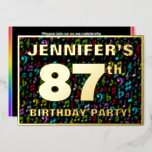 [ Thumbnail: 87th Birthday Party — Fun, Colorful Music Symbols Invitation ]