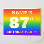 [ Thumbnail: 87th Birthday Party: Fun, Colorful Rainbow Pattern Invitation ]