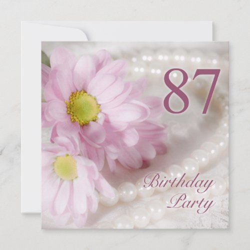 87th Birthday party invitation with daisies