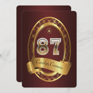 87th,birthday party woman man,elegant color invitation