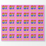[ Thumbnail: 87th Birthday: Pink Stripes & Hearts, Rainbow # 87 Wrapping Paper ]
