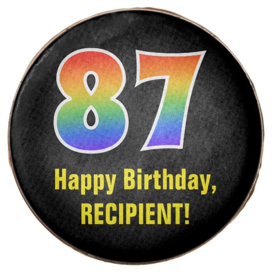 87th Birthday - Rainbow Spectrum Pattern Number 87 Chocolate Covered Oreo (Front)