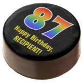 87th Birthday - Rainbow Spectrum Pattern Number 87 Chocolate Covered Oreo (Angled)
