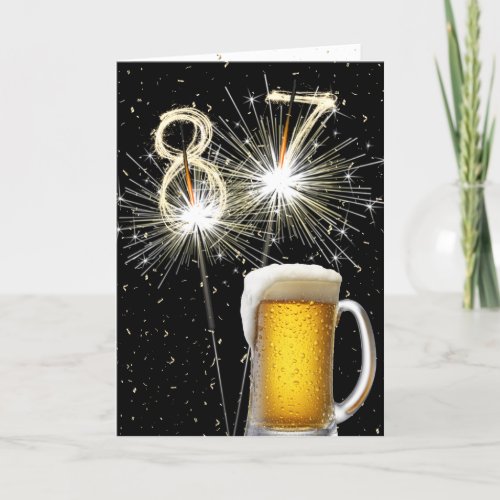 87th Birthday Sparklers With Beer Mug Card