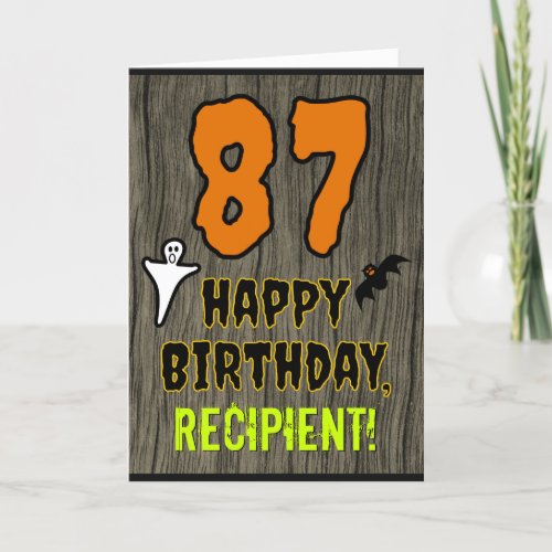 87th Birthday Spooky Halloween Theme Custom Name Card