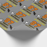 87th Birthday: Spooky Halloween Theme, Custom Name Wrapping Paper<br><div class="desc">This spooky and scary Hallowe'en birthday themed wrapping paper design features a large number "87". It also features the message "HAPPY BIRTHDAY, ", and an editable name. There are also depictions of a bat and a ghost on the front. Wrapping paper like this might be fun to use when wrapping...</div>