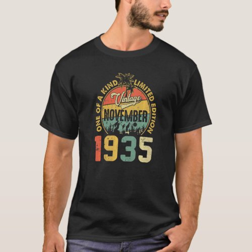 87th Birthday Vintage November 1935 87 Years Old M T_Shirt