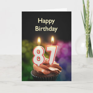 87th Birthday with cake and candles Card