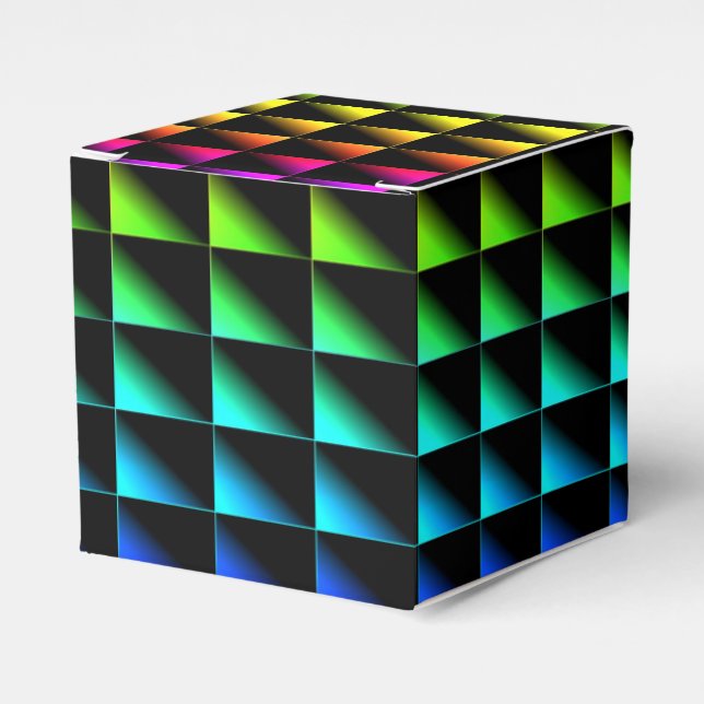 882894 TRIANGLES COLOURFUL BLACK NEON DISCO PATTER FAVOR BOXES (Front Side)