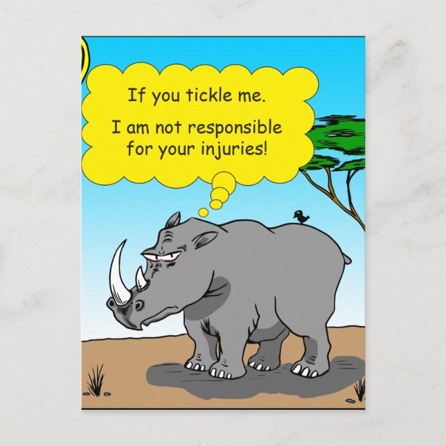 886 rhino tickle cartoon postcard (Front)