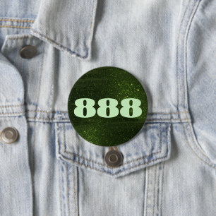 888 Green Glitter Number Abundance Manifestation Button