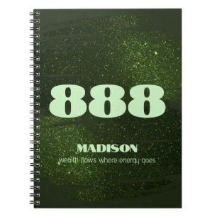 888 Green Glitter Number Abundance Manifestation Notebook