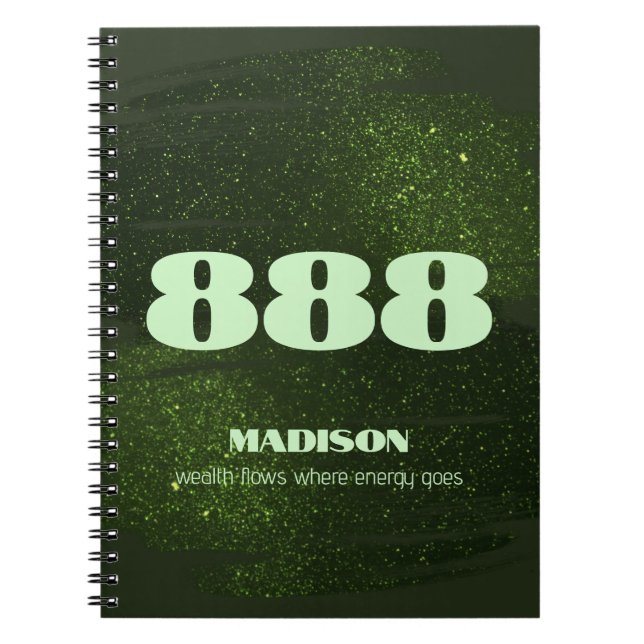 888 Green Glitter Number Abundance Manifestation Notebook (Front)